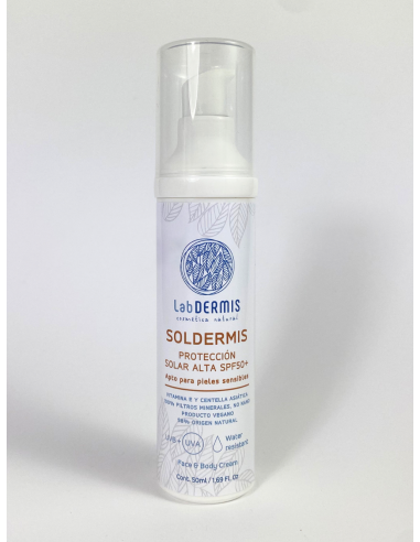 SOLDERMIS Crema Protección Solar Alta SPF50+ Filtros Físicos-Biológicos Naturales
